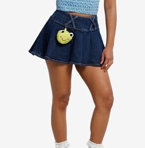 Hot Topic Thorn & Fable Denim Mini Skirt With Frog Coin Pouch & Keychain Size M